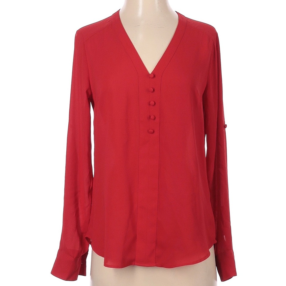 Express 3/4 Button Down Blouse Red - image 1